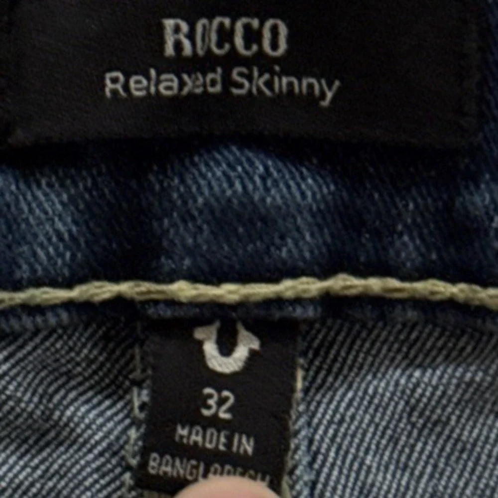 True Religion Rocco Relaxed Skinny Jeans Men 32x31 Dark Wash Blue Denim Stretch